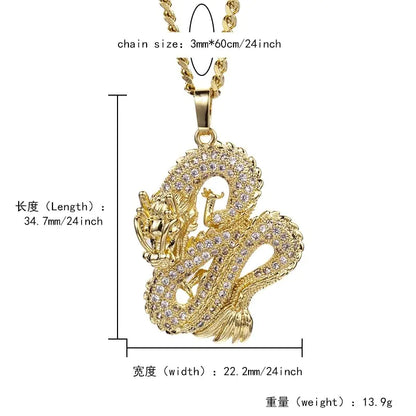 ZEN Luxury Gold Color Zircon Dragon Necklace