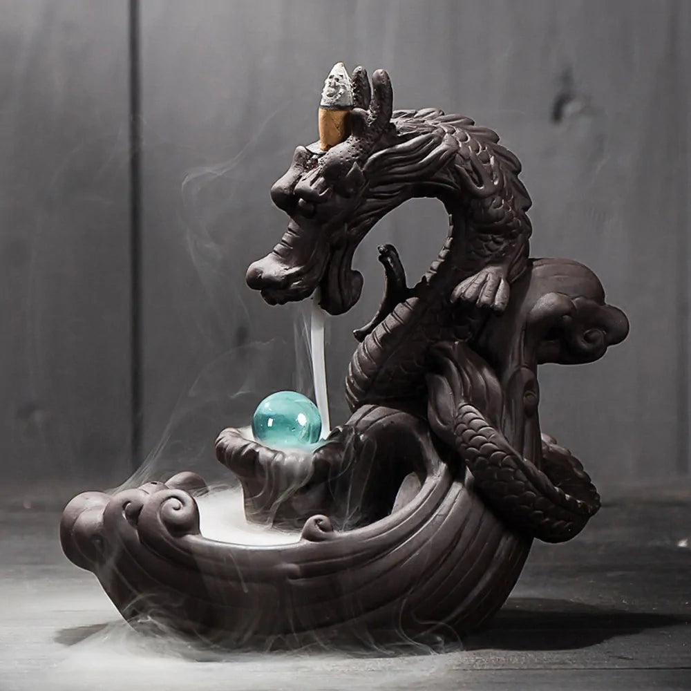 ZEN Ceramic Backflow Incense Burner Dragon