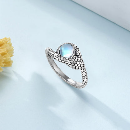 Moonstone Sterling Silver Snake Ring Jewelry Gifts for Women  & Men