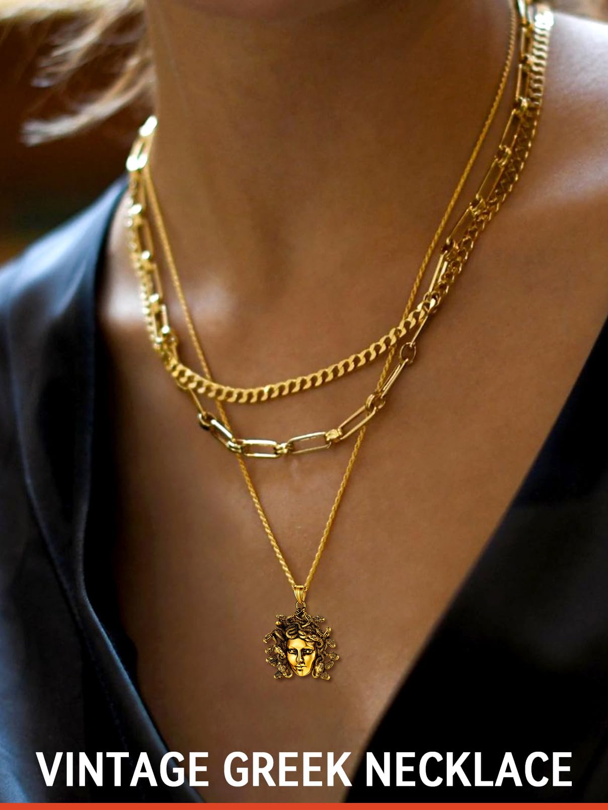 18K Gold Plated Medusa Pendant Necklace