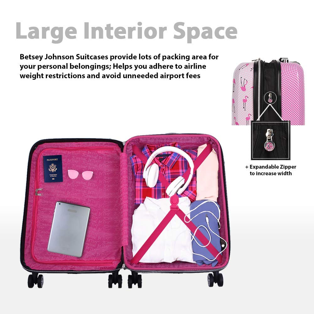 Betsey Johnson Designer 20 Inch Carry On - Expandable (ABS + PC)