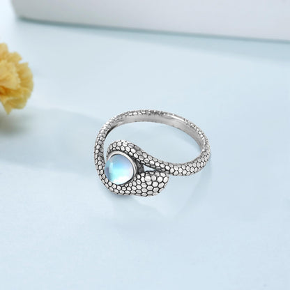 Moonstone Sterling Silver Snake Ring Jewelry Gifts for Women  & Men