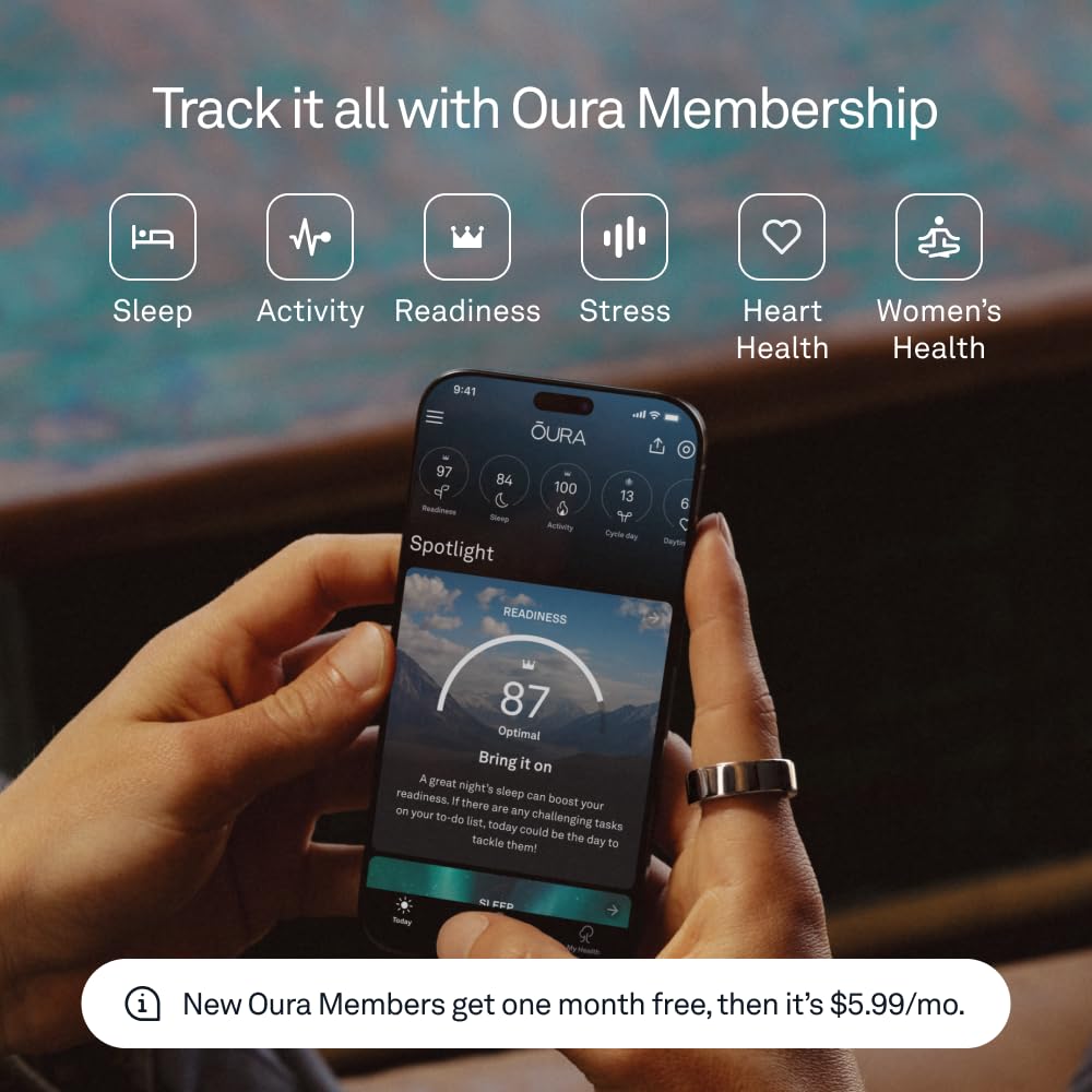 Oura Smart Ring: Sleep Tracking Wearable, Heart Rate, Fitness Tracker Up to 8 Days of Battery Life