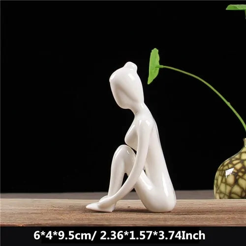 ZEN White Ceramic Yoga Figurines