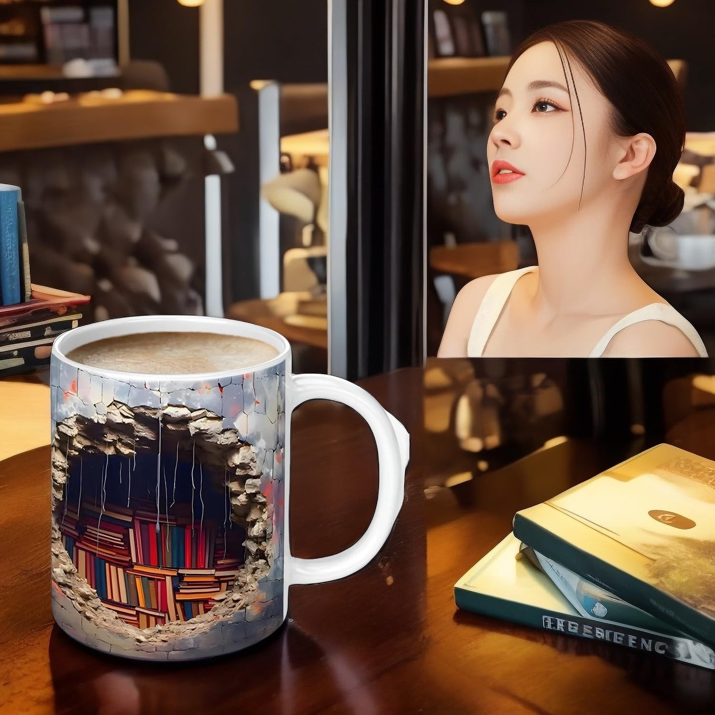 11 oz Visual Effect 3D Bookshelf Coffee Mug