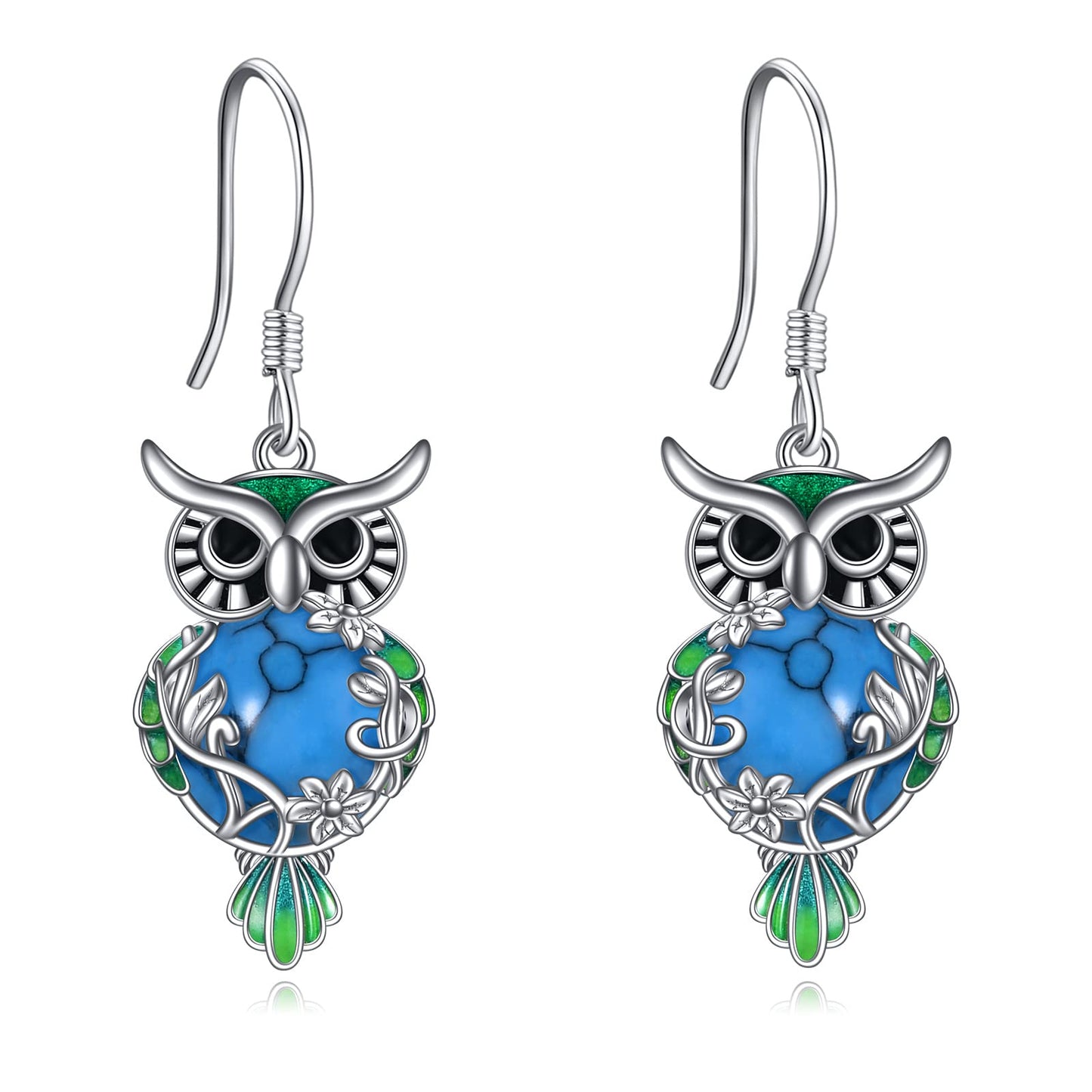 Sterling Silver Moonstone Owl Dangle Earrings Jewelry Gifts for Women & Girls