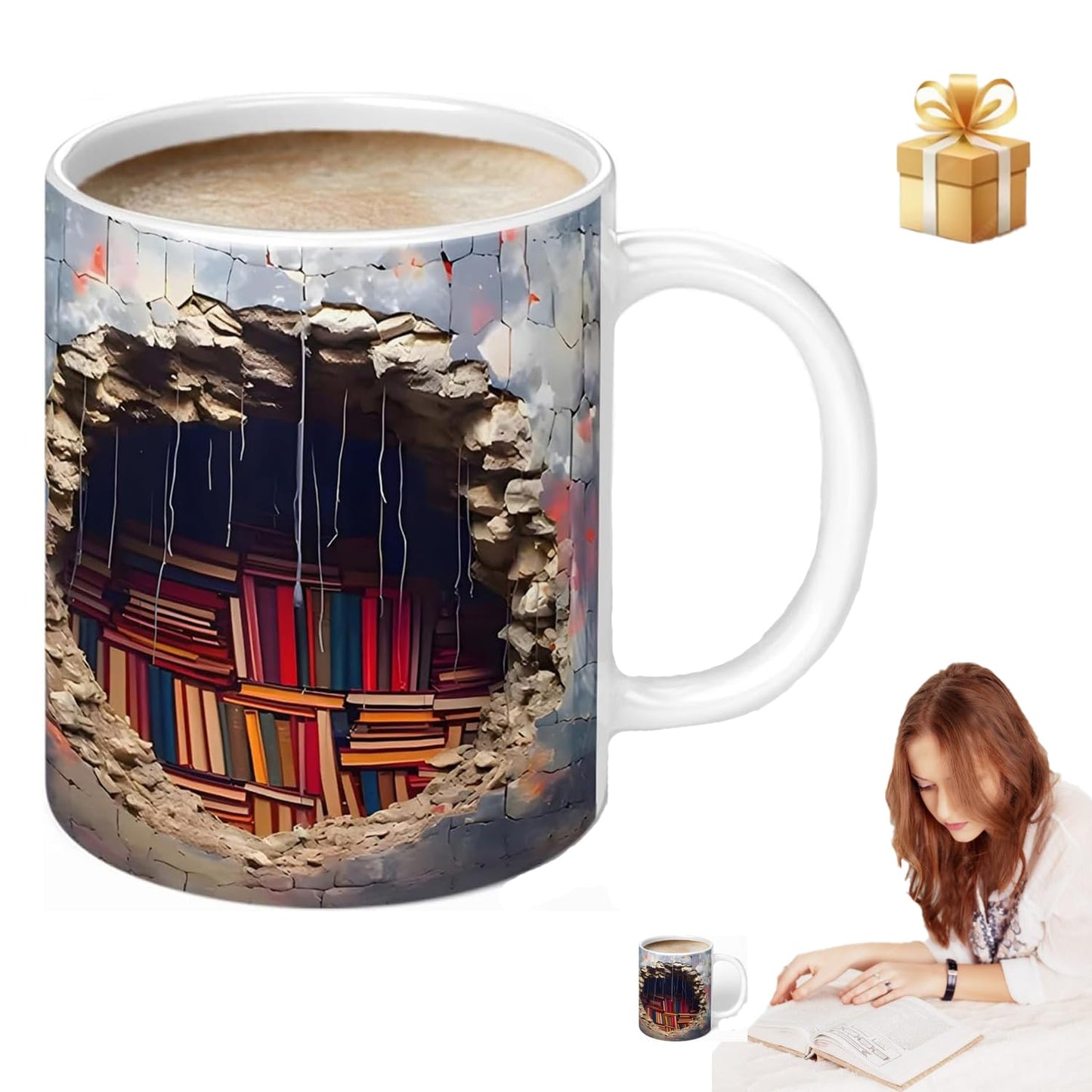 11 oz Visual Effect 3D Bookshelf Coffee Mug