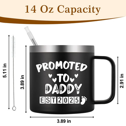 14 oz LiqCool "Promoted to Daddy/Mommy" Coffee Cups for Parents, His & Hers