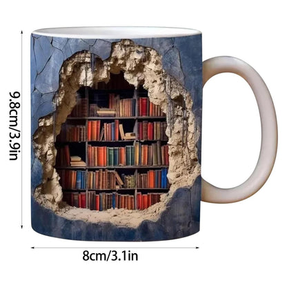 11 oz Visual Effect 3D Bookshelf Coffee Mug