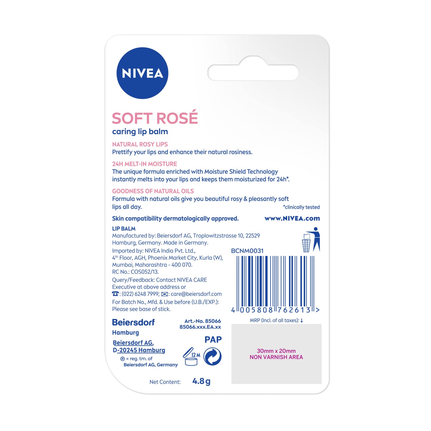 Nivea Lip Soft Rose Blister Pack