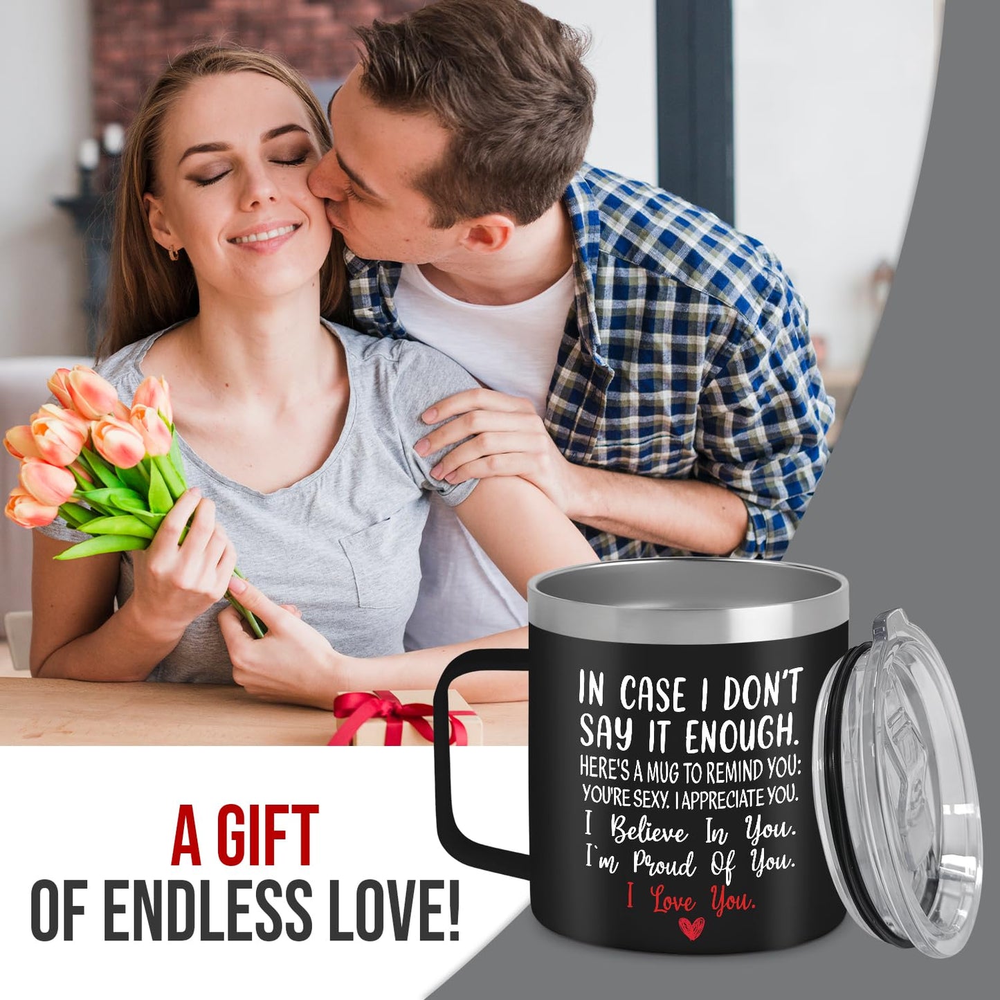 14 oz TEEZWONDER Couple Gifts For Men & Women Insulated Coffee Mug