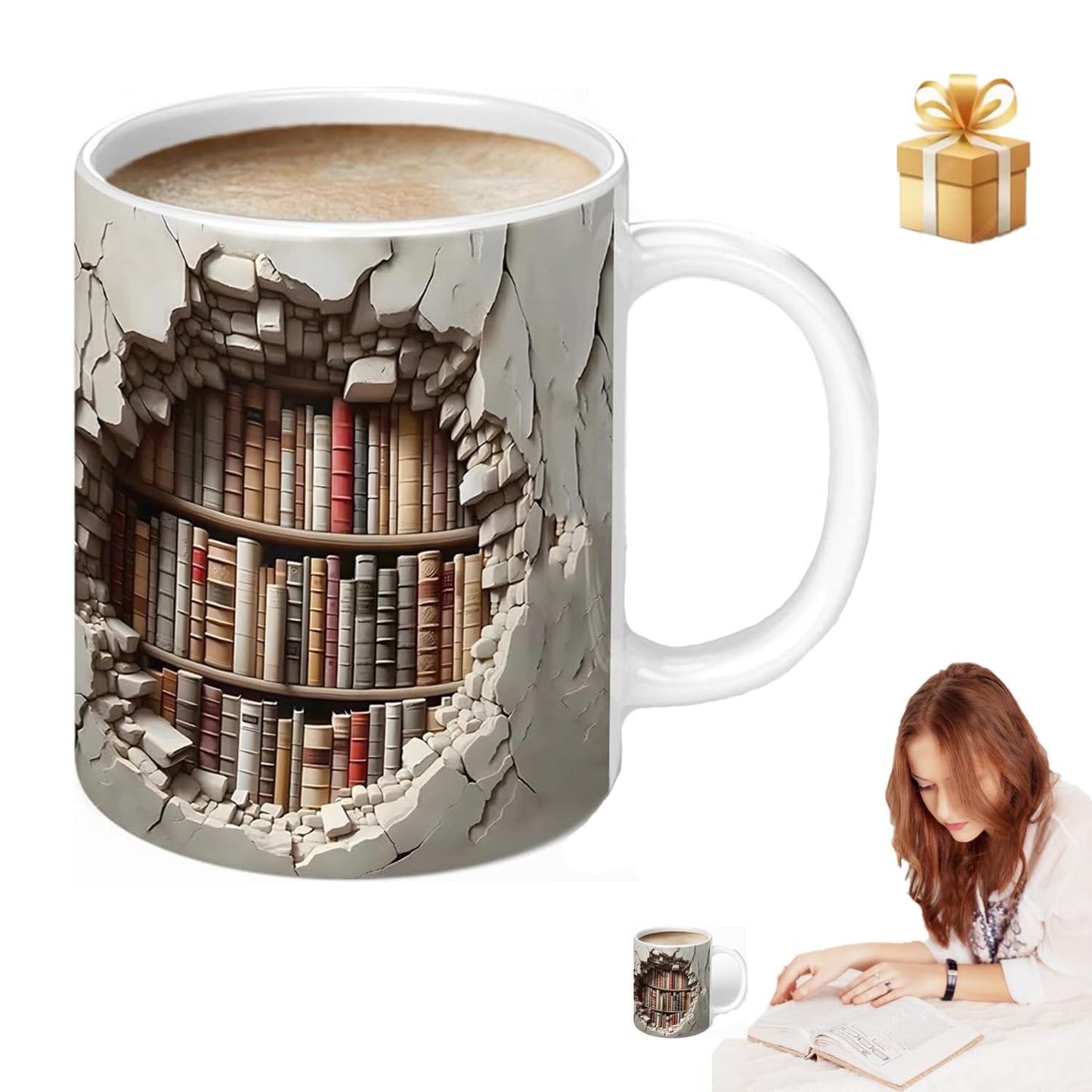 11 oz Visual Effect 3D Bookshelf Coffee Mug