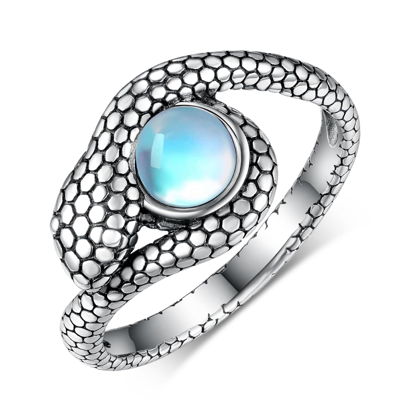 Moonstone Sterling Silver Snake Ring Jewelry Gifts for Women  & Men