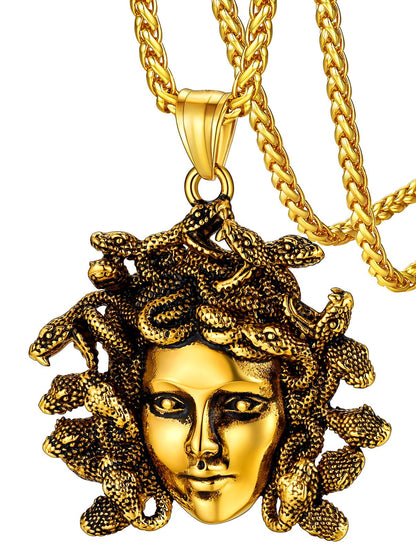 18K Gold Plated Medusa Pendant Necklace