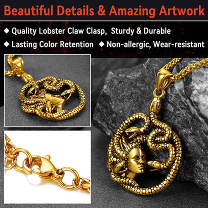 18K Gold Plated Medusa Pendant Necklace