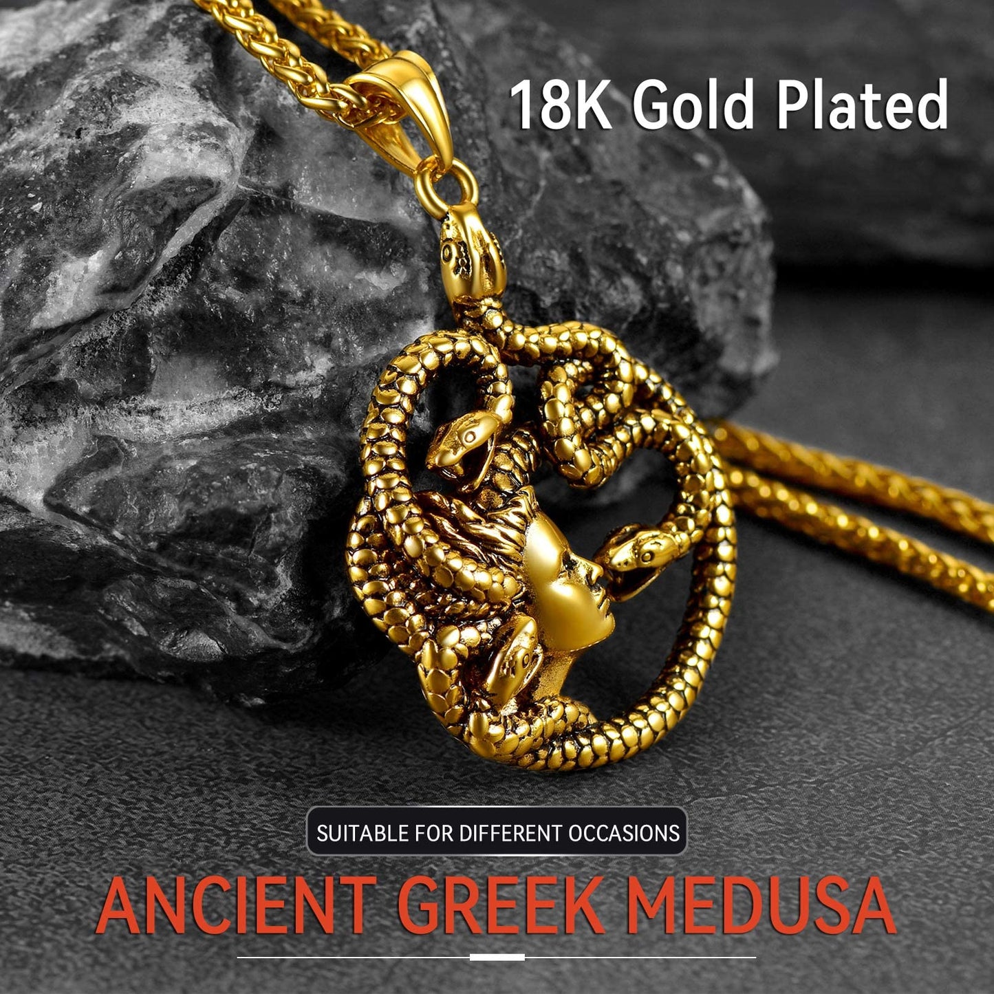 18K Gold Plated Medusa Pendant Necklace