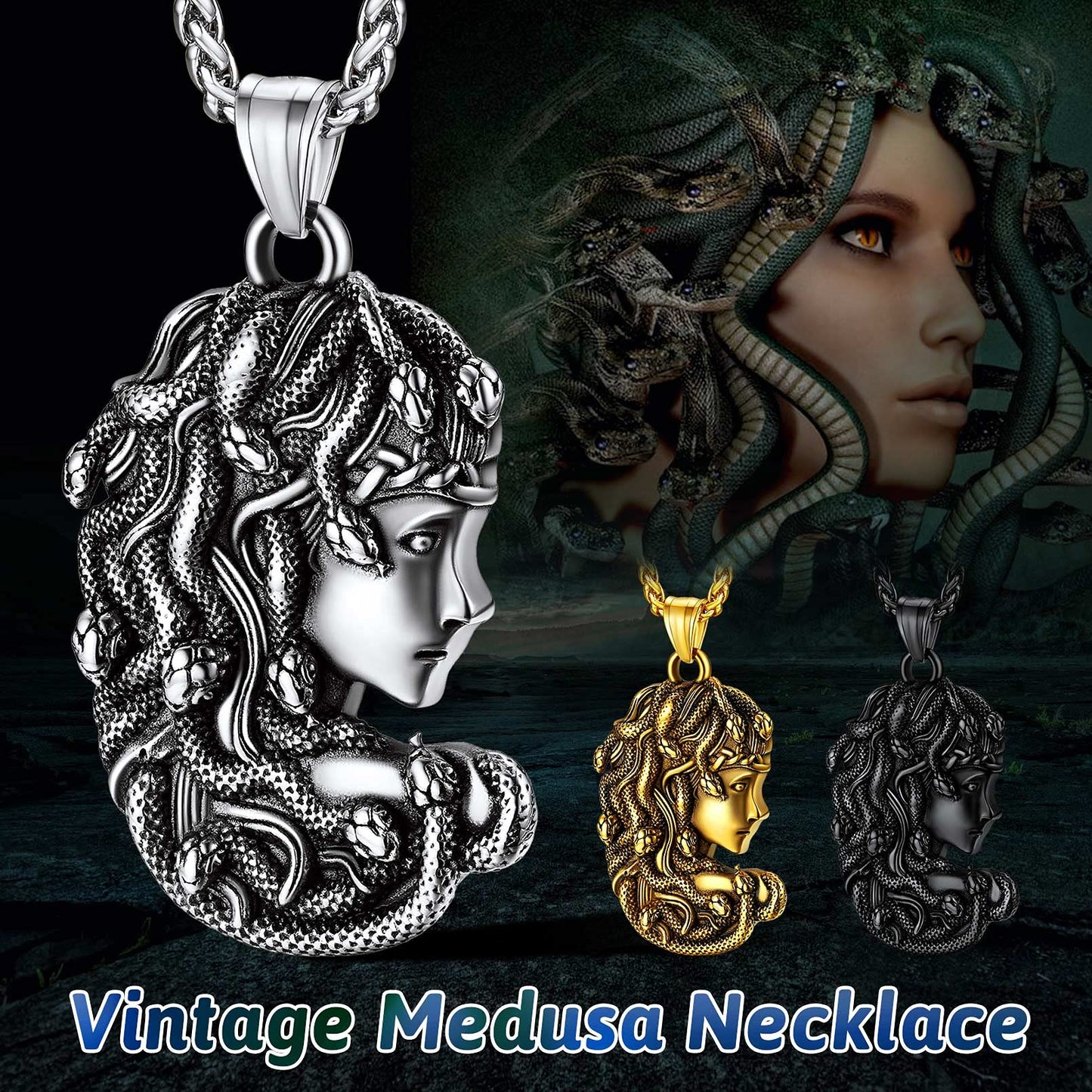 18K Gold Plated Medusa Pendant Necklace