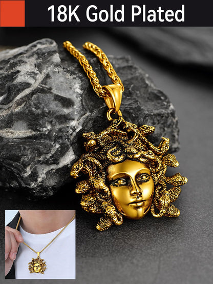 18K Gold Plated Medusa Pendant Necklace