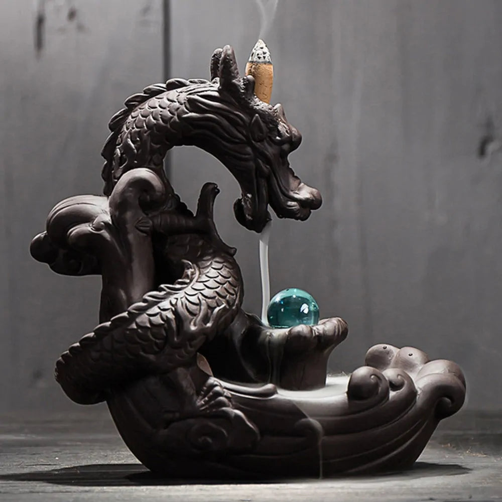 ZEN Ceramic Backflow Incense Burner Dragon