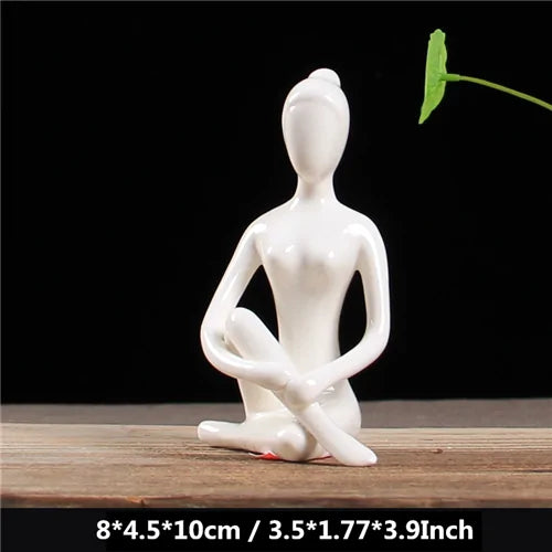 ZEN White Ceramic Yoga Figurines