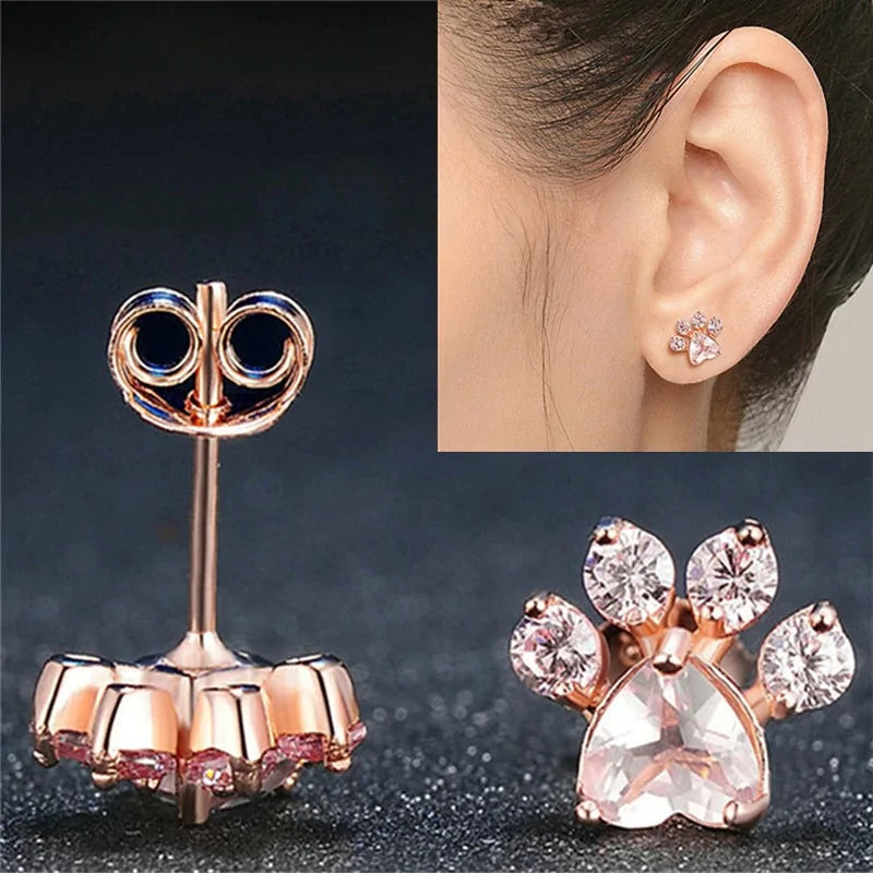 ZEN Rose Gold Paw Earrings Celebrate Your Love for Pets!