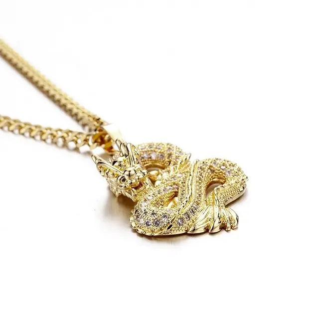 ZEN Luxury Gold Color Zircon Dragon Necklace