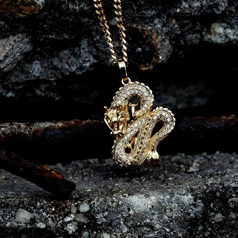 ZEN Luxury Gold Color Zircon Dragon Necklace