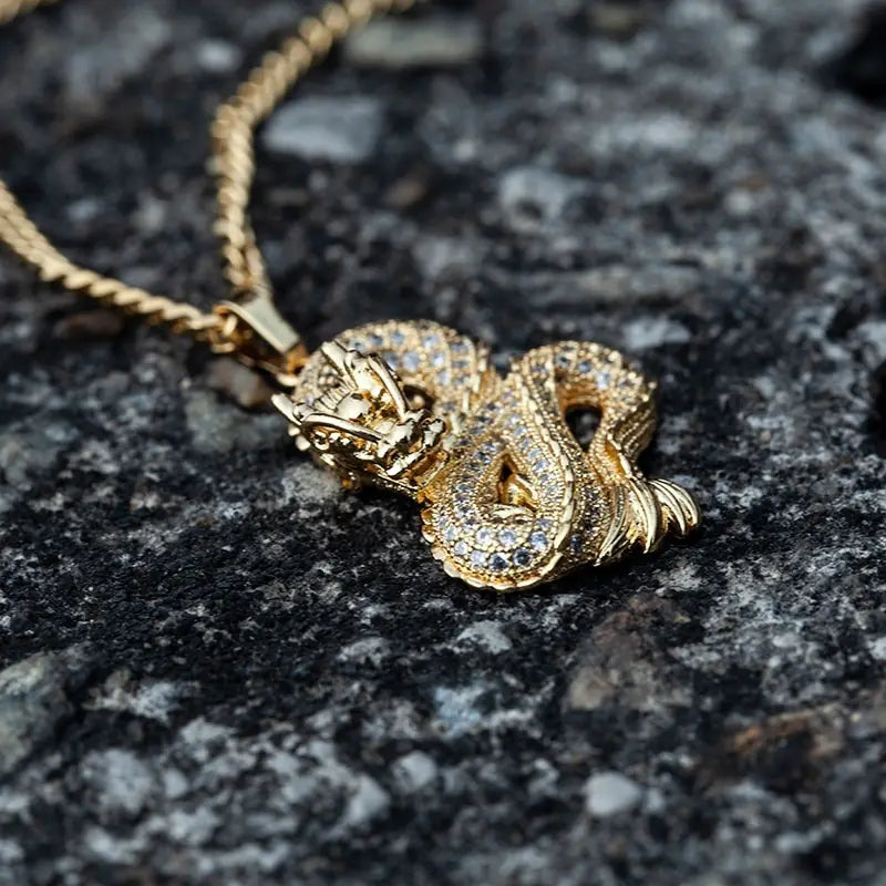 ZEN Luxury Gold Color Zircon Dragon Necklace