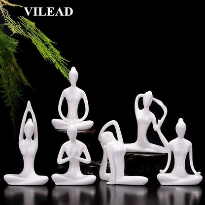 ZEN White Ceramic Yoga Figurines