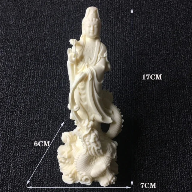 ZEN White Dragon Guanyin Statue 17 cm