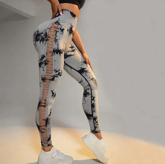 ZEN Tie-Dye High-Waist Mesh Yoga Leggings