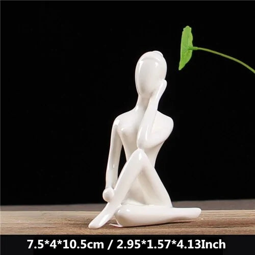 ZEN White Ceramic Yoga Figurines