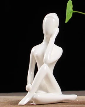 ZEN White Ceramic Yoga Figurines