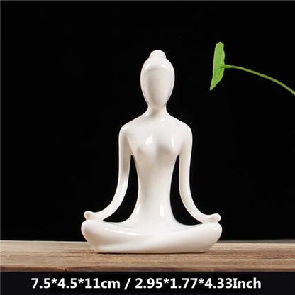 ZEN White Ceramic Yoga Figurines