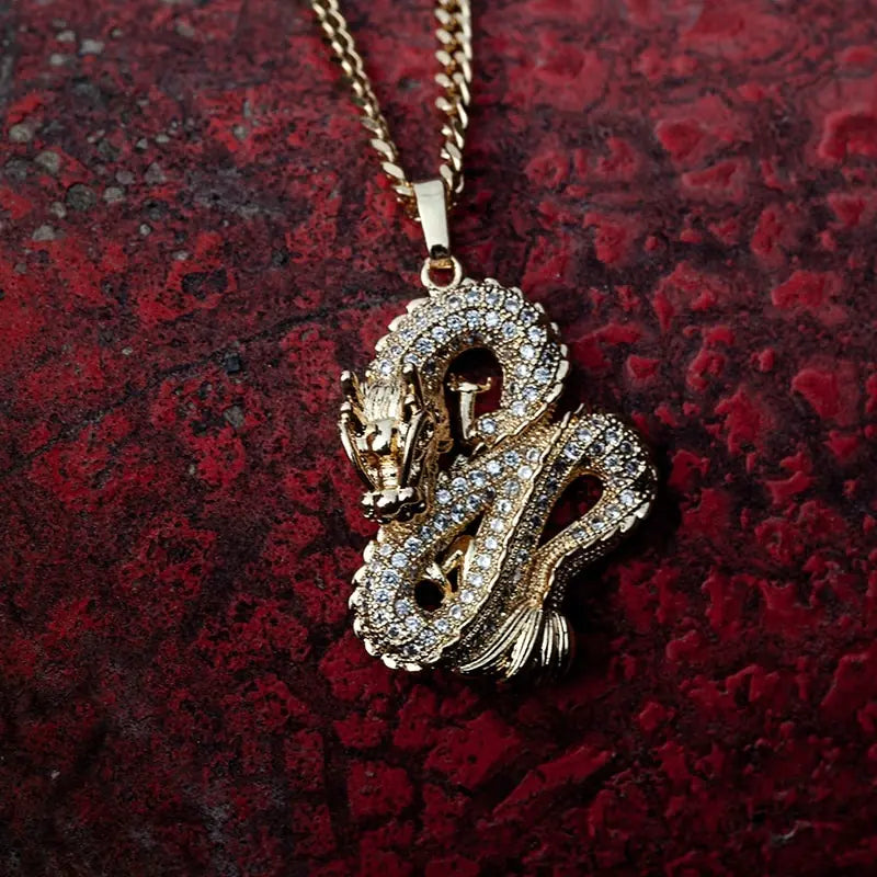 ZEN Luxury Gold Color Zircon Dragon Necklace