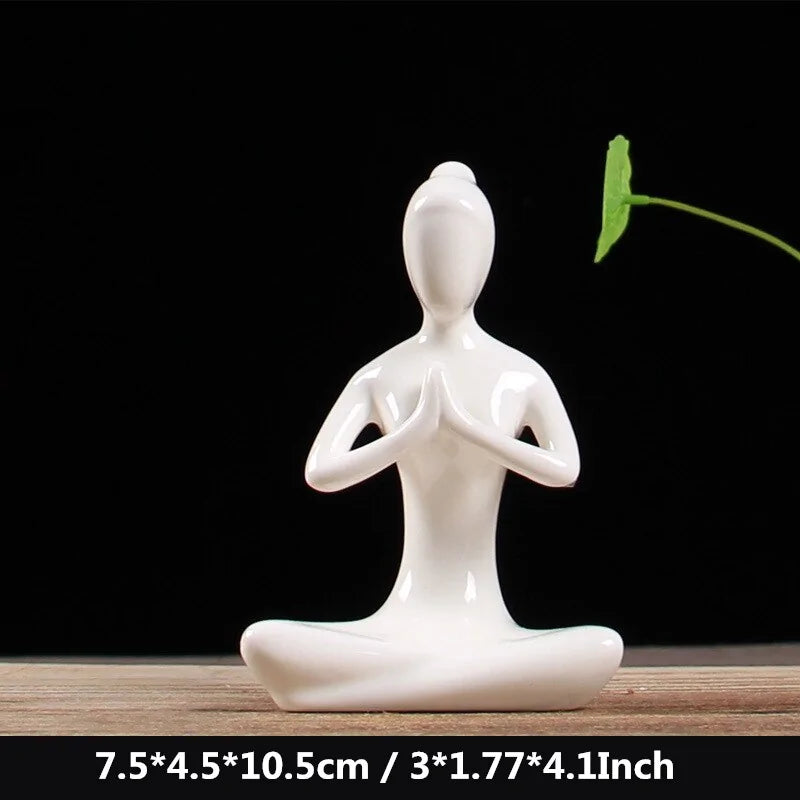 ZEN White Ceramic Yoga Figurines