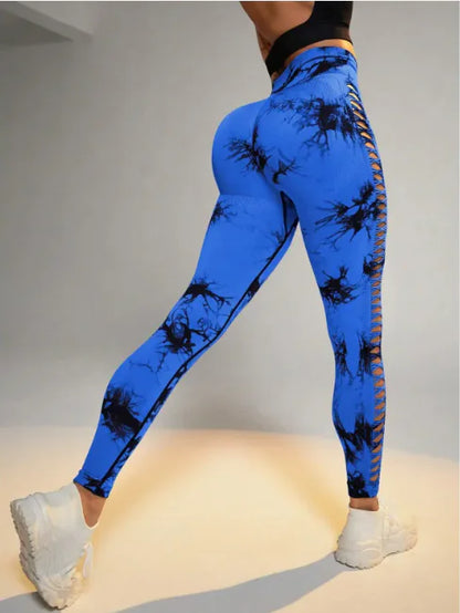 ZEN Tie-Dye High-Waist Mesh Yoga Leggings