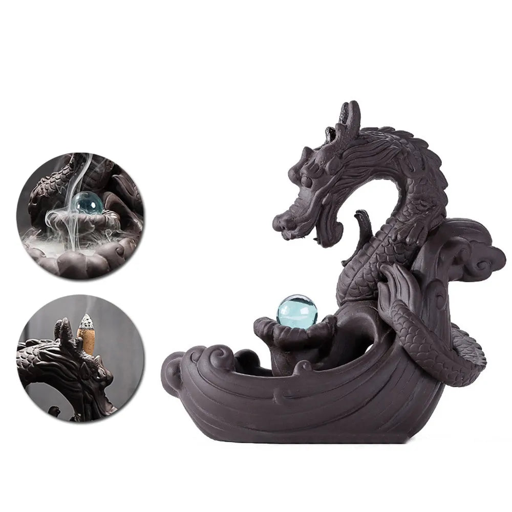 ZEN Ceramic Backflow Incense Burner Dragon